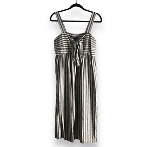 Who What Wear‎ Womens Size Medium Linen Blend Striped Sleeveless Midi Dress